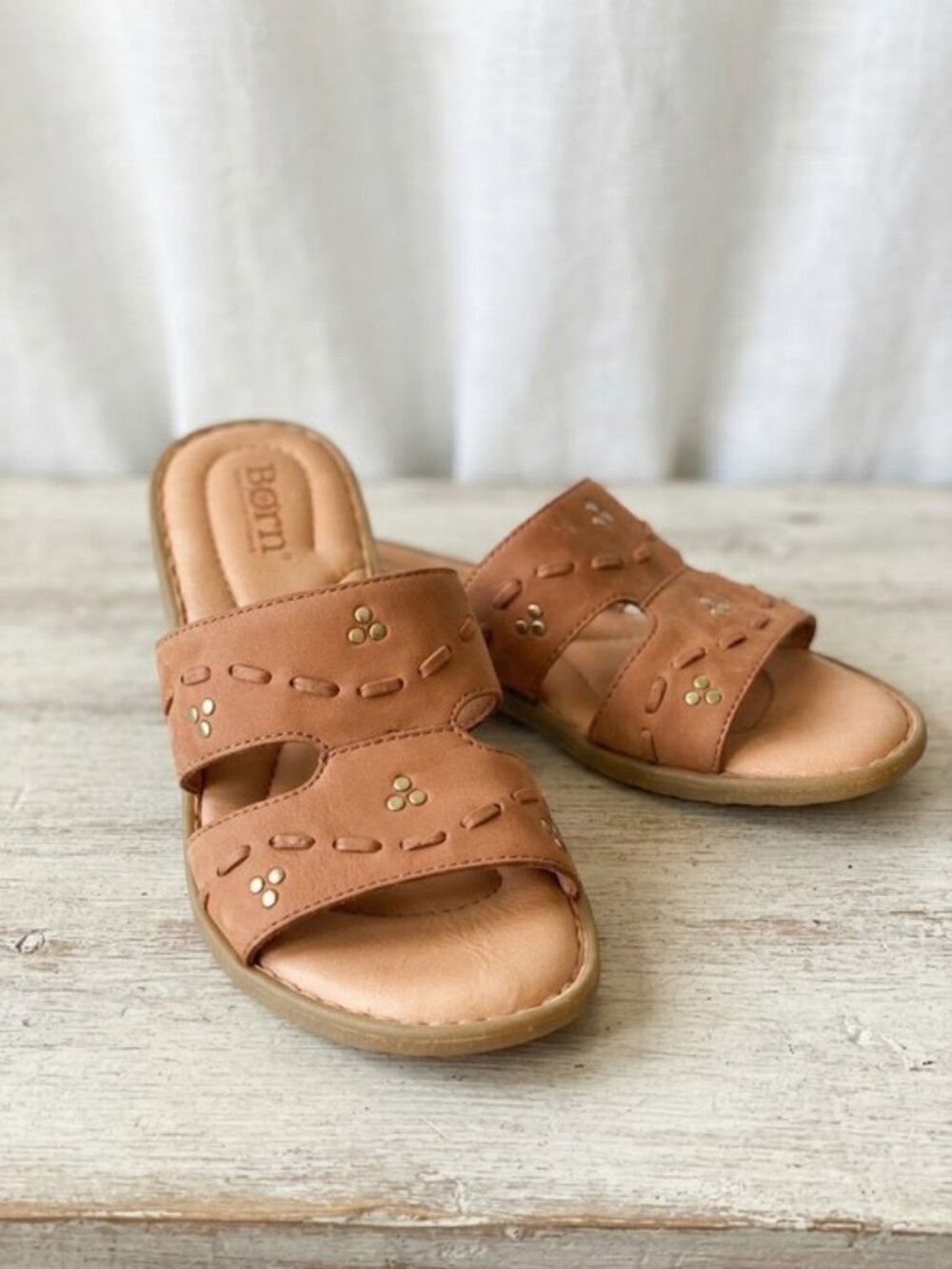 💕BORN💕 Benita Slide Sandal ~ Brown Nubuck Size 9 M NWT